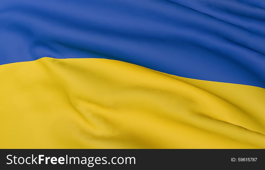 Waving flag of Ukraine. 3D render