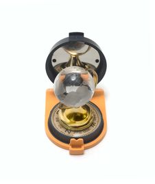 Compass And Glass Globe Isolated On White Stock Photos Compass And Glass Globe Isolated On White Stock Photos