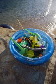 Plastic Paddling Pool Full Of Beach Toys Stock Image Plastic Paddling Pool Full Of Beach Toys Stock Image