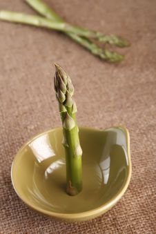 Fresh Asparagus Spear Standing On Green Plate Royalty Free Stock Images Fresh Asparagus Spear Standing On Green Plate Royalty Free Stock Images