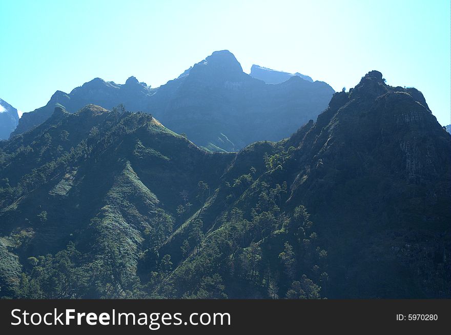 Rugged mountains on the island of Madeira, Portugal. Rugged mountains on the island of Madeira, Portugal.