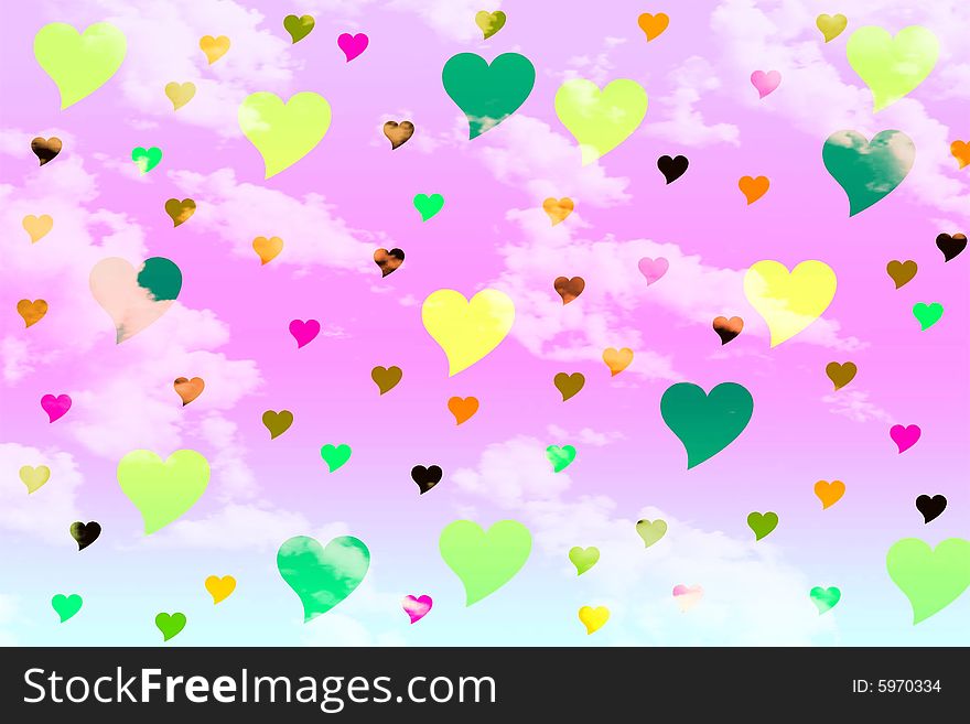 A funny abstract background with hearts. A funny abstract background with hearts