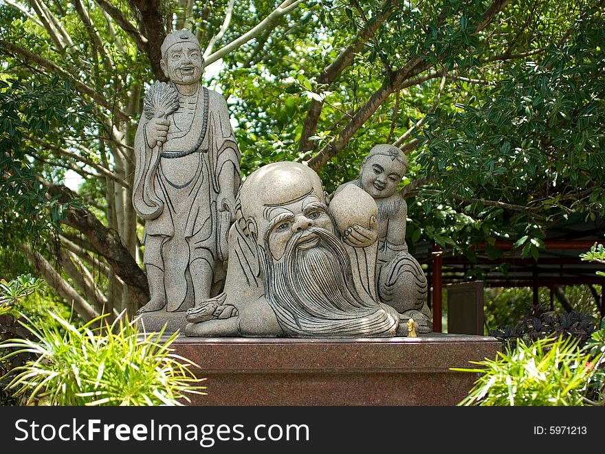 The statue in the traditional Chinese style. The statue in the traditional Chinese style