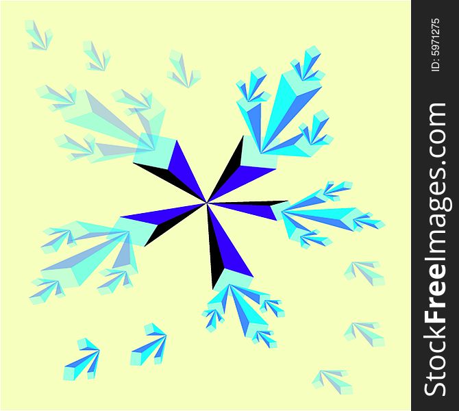 Blue snow flake on the light background. Blue snow flake on the light background