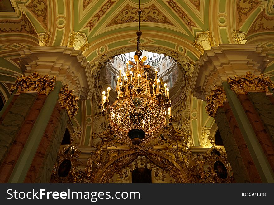 The interior of gilded orthodox church, Russia. The interior of gilded orthodox church, Russia