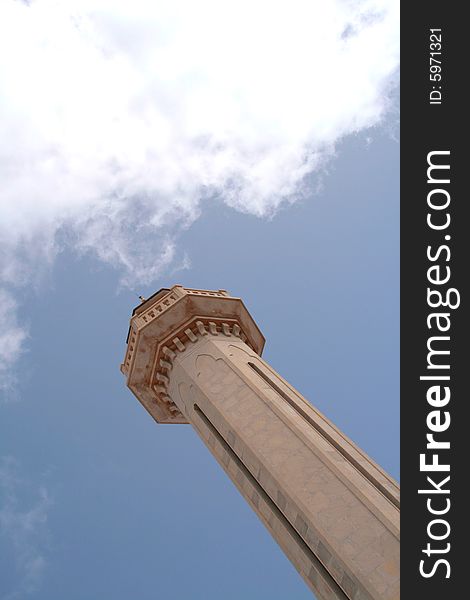 Minaret in Habib Bourgiba's mausoleum in Monastir, Tunisia.