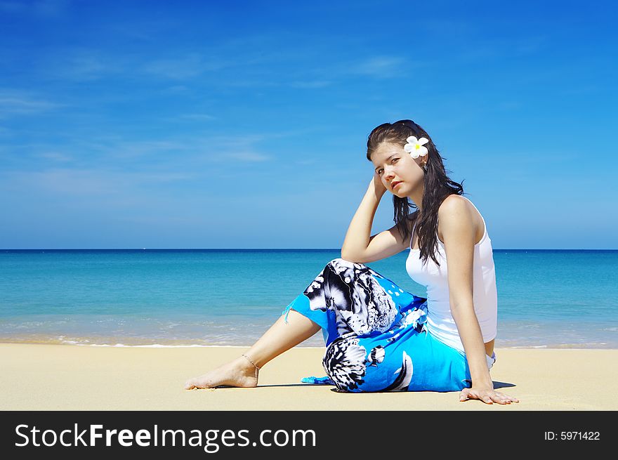 View of  nice young  gorgeous female in summer environment. View of  nice young  gorgeous female in summer environment