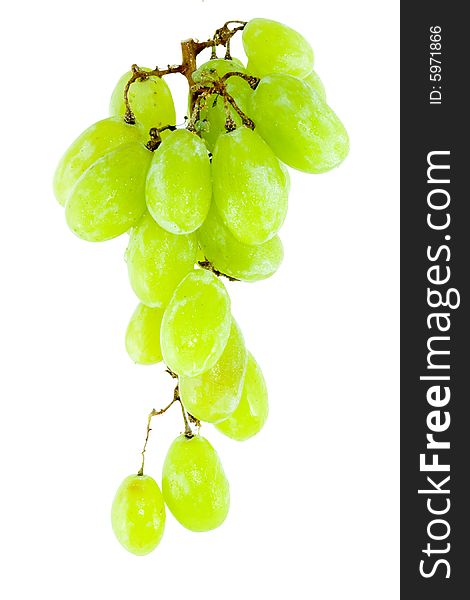 Detail of a bunch of grapes on the white background