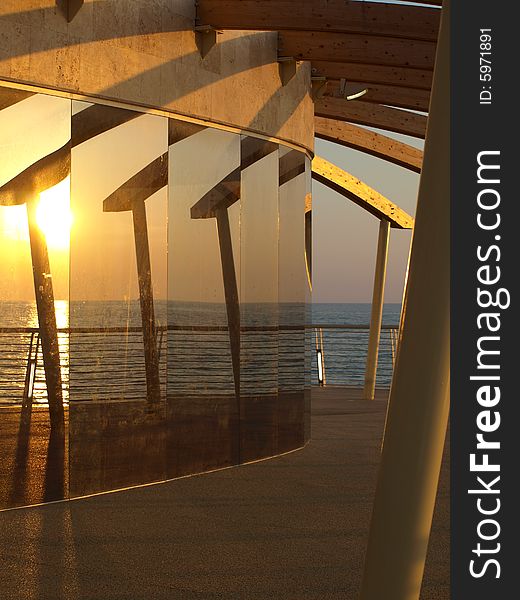 A wonderful glimpse of the Lido di Camaiore dock at the sunset hour