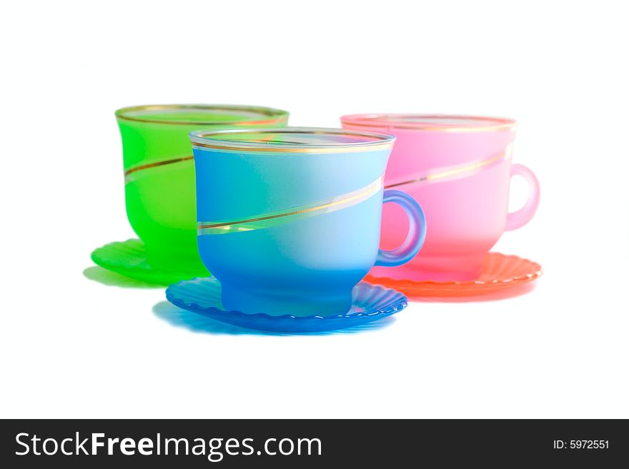 Color cups isolated on white