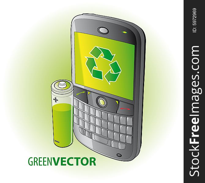 Vector illustration of a green smartphone