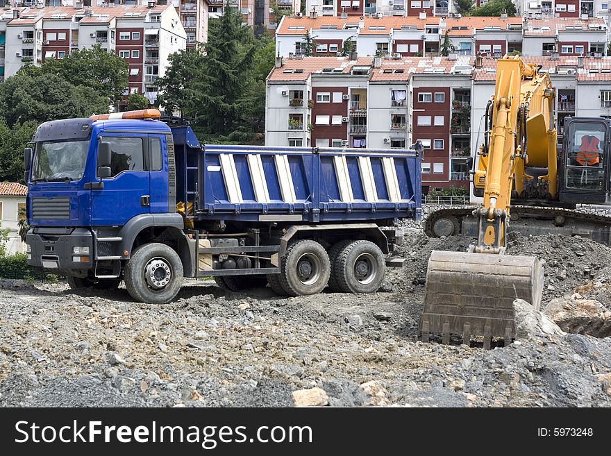 Construction site with a vehicle