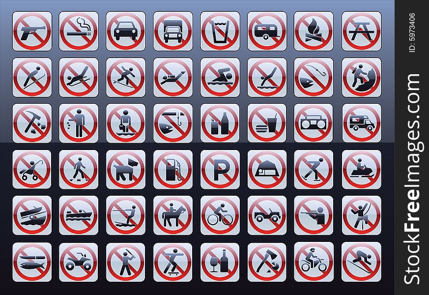 set of the vector icons forbiding sign. set of the vector icons forbiding sign
