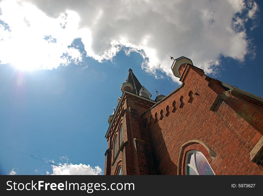 Looking up at Norval Presbyterian church, in Norval, Ontario. Looking up at Norval Presbyterian church, in Norval, Ontario