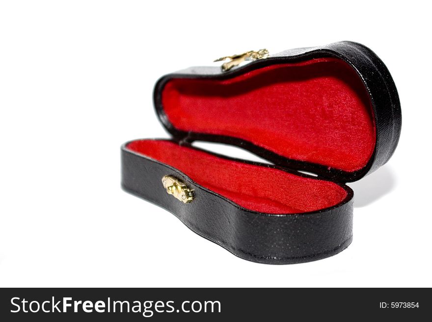 Isolated picture of a mini guitar case. Isolated picture of a mini guitar case