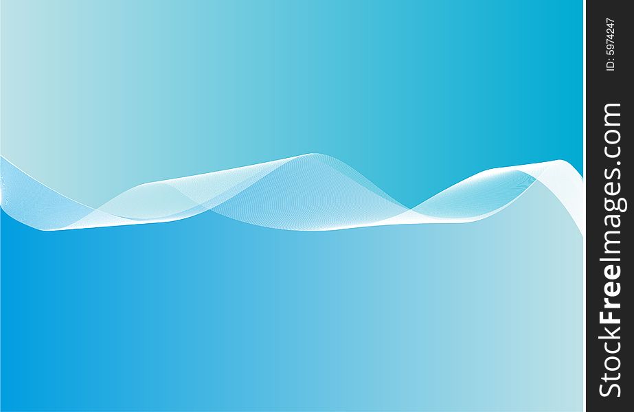 White wave on middle of the sheet on  blue background