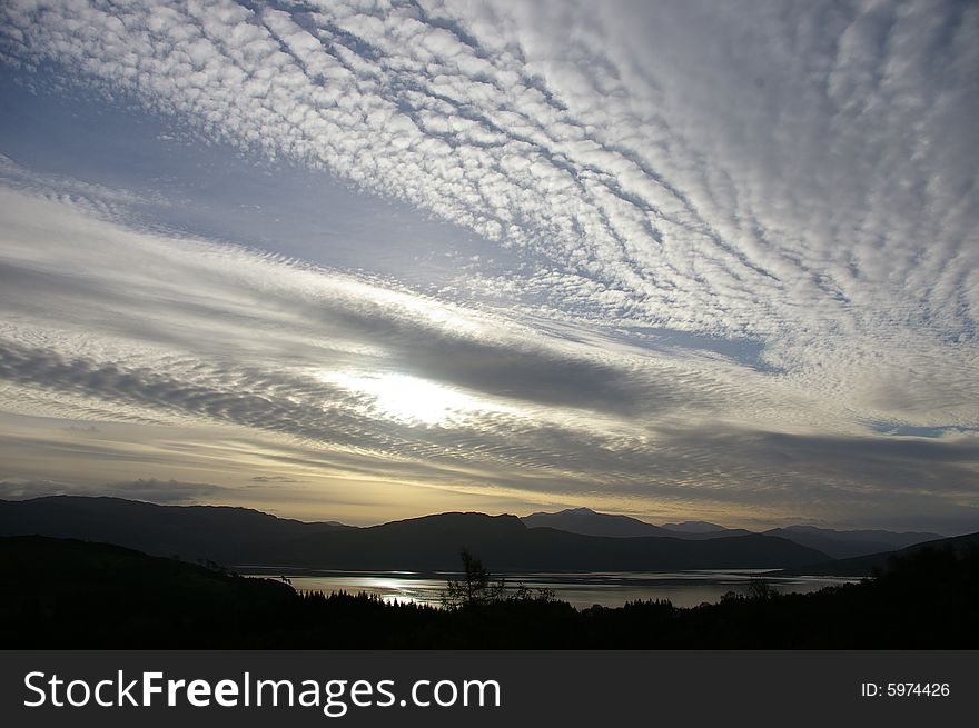 Looking over Loch Alsh to the Glensheil hills, Scotland