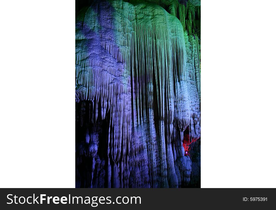 YinZiYan Cave, Guilin, China. A huge wide stone screen formed by nature though millions of years. YinZiYan Cave, Guilin, China. A huge wide stone screen formed by nature though millions of years.