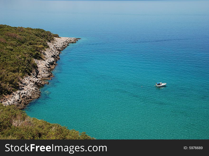 Blue Bay And Boat