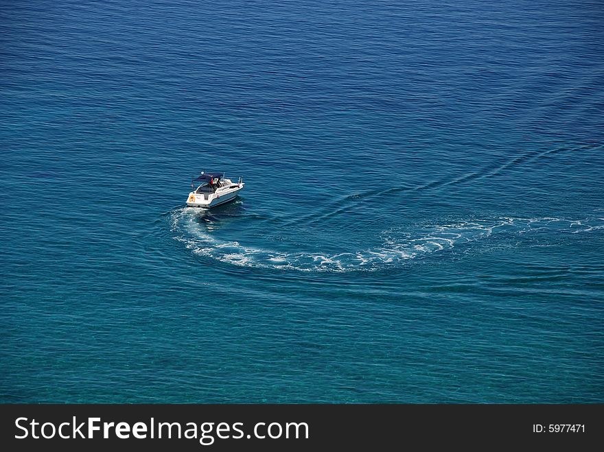 Blue bay and boat