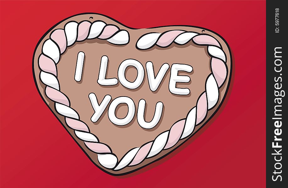 Gingerbread heart with I Love you