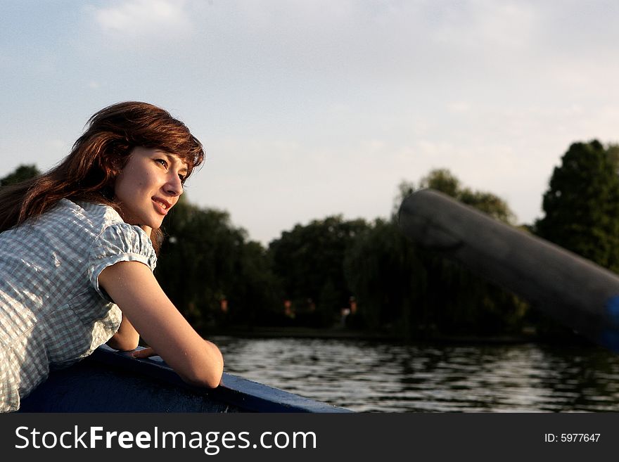 A young and nice girl on the boat. A young and nice girl on the boat