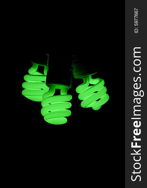 Green energy fluorescent light glowing. Green energy fluorescent light glowing
