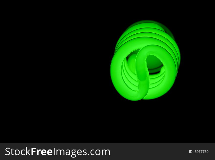 Green energy fluorescent light glowing. Green energy fluorescent light glowing