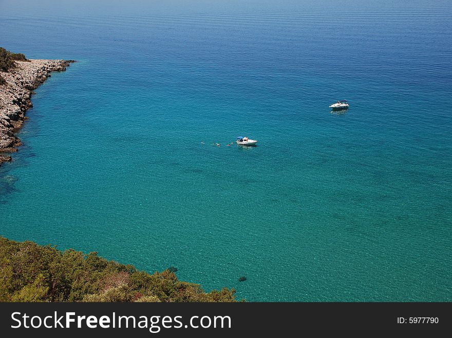 Blue Bay And Boat