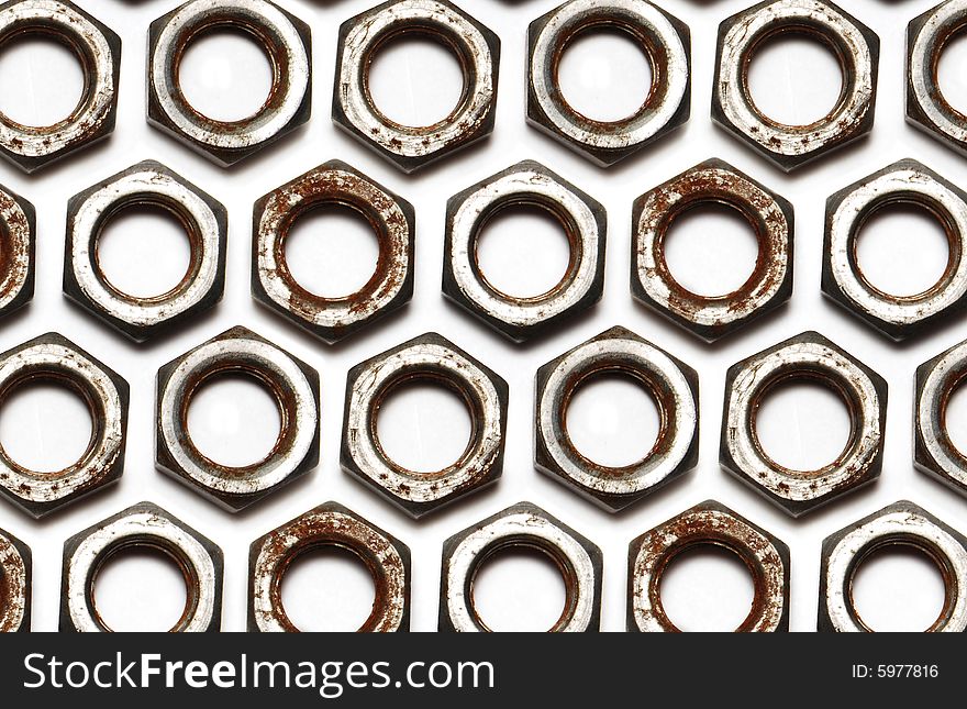 Background from set of nuts, are isolated on a white background.