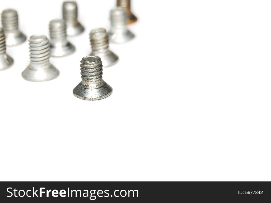 The set of bolts, are isolated on a white background. The set of bolts, are isolated on a white background.