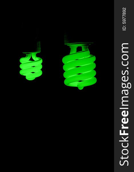 Green energy fluorescent light glowing. Green energy fluorescent light glowing