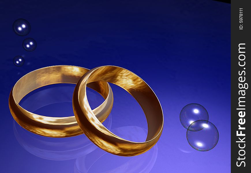 Two shning golden wedding rings. Two shning golden wedding rings