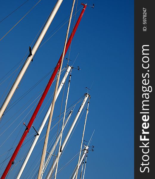 An original shot f some masts of sailing boats