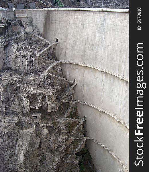 Steep stairs decending behind dam in Gran Canaria. Steep stairs decending behind dam in Gran Canaria