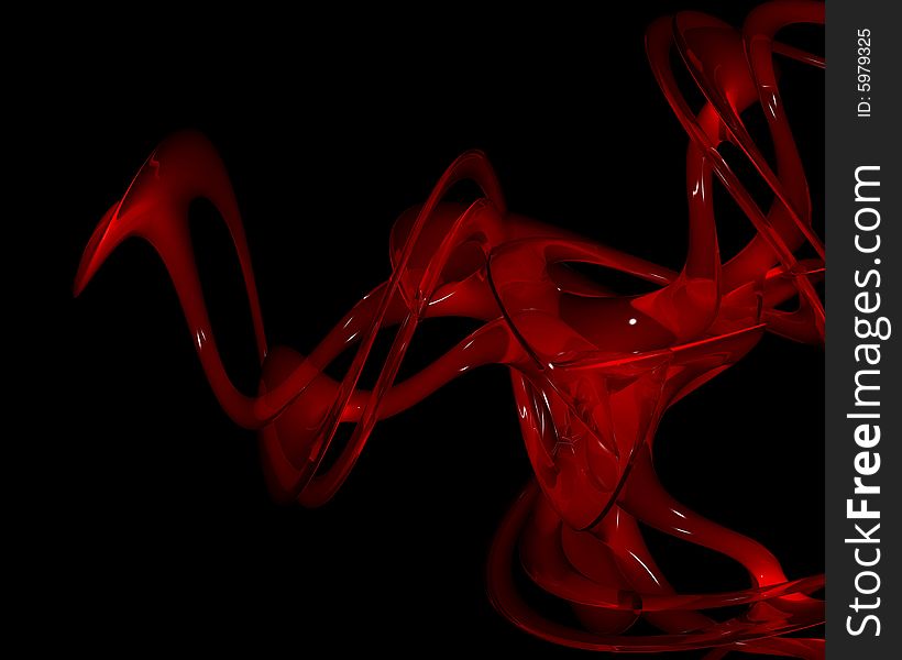 3d abstract shape made of reflective red material. 3d abstract shape made of reflective red material