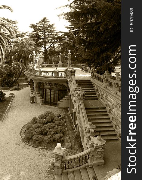 A view of the garden and of the laboratory in the park of Grock's Villa in Imperia, Liguria in Italy.
Grock was the name of art of Adrien Wettach, the most famous clown of XX century. Grock was born in Reconvilier (Switzerland) in 1880 and he was consecrated Clown's King at the Olympia in Paris in 1919. He died in Imperia in 1958. A view of the garden and of the laboratory in the park of Grock's Villa in Imperia, Liguria in Italy.
Grock was the name of art of Adrien Wettach, the most famous clown of XX century. Grock was born in Reconvilier (Switzerland) in 1880 and he was consecrated Clown's King at the Olympia in Paris in 1919. He died in Imperia in 1958.