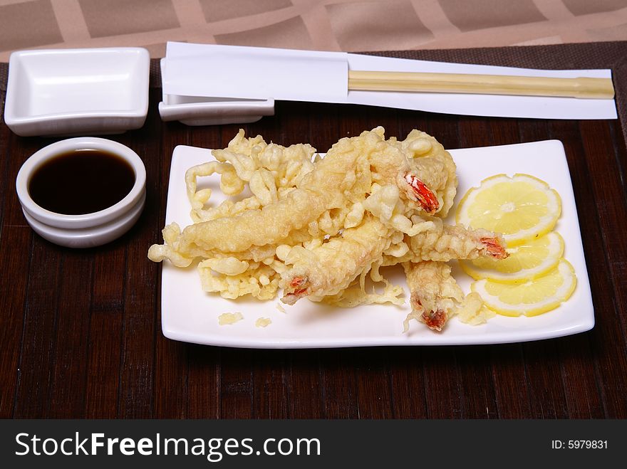 Prawns Tempura prepared in test. Prawns Tempura prepared in test.