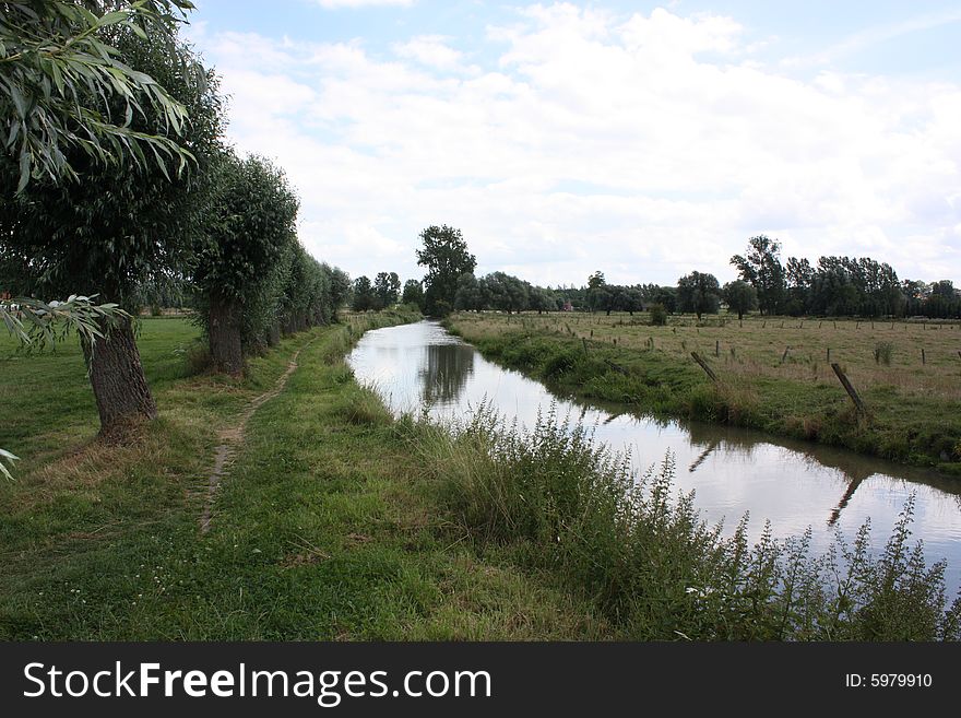 Footpath along a rippling brook