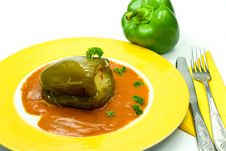 Stuffed Pepper With Tomato Sauce Stock Photo Stuffed Pepper With Tomato Sauce Stock Photo