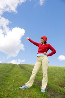 Girl On The Top Of The Hill Stock Image Girl On The Top Of The Hill Stock Image