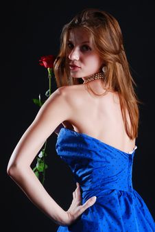 Woman In Blue Dress Royalty Free Stock Photography
