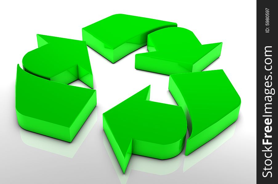 3D recycle symbol in green color