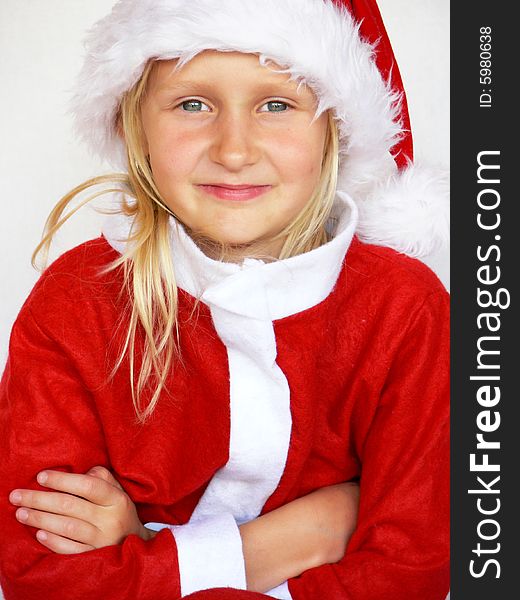 Smiling Girl In Santa Hat