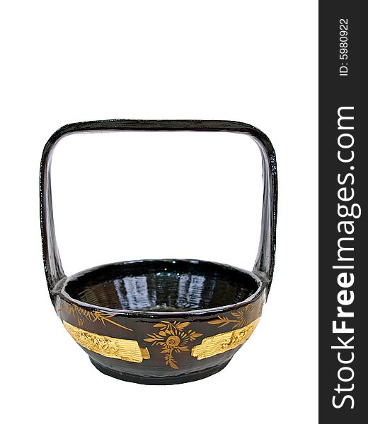 Black Oriental gold decorated ornamental dumplings basket Base