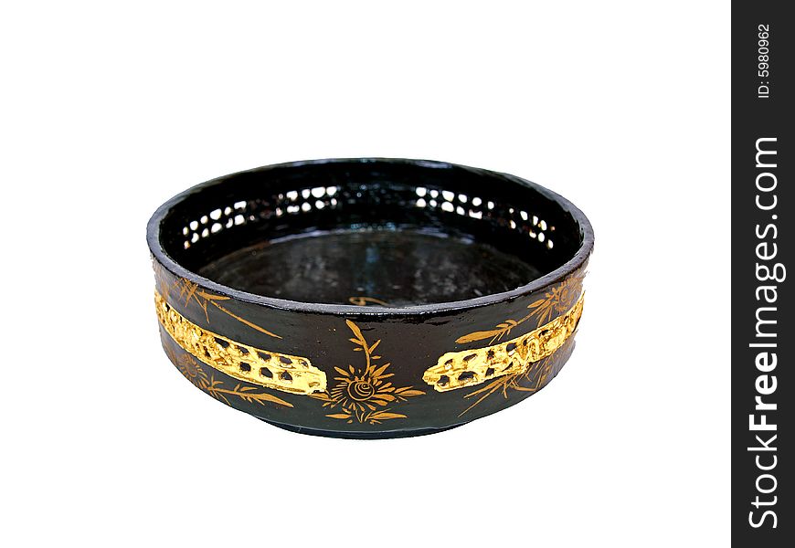 Black Oriental gold decorated ornamental dumplings basket Bottom