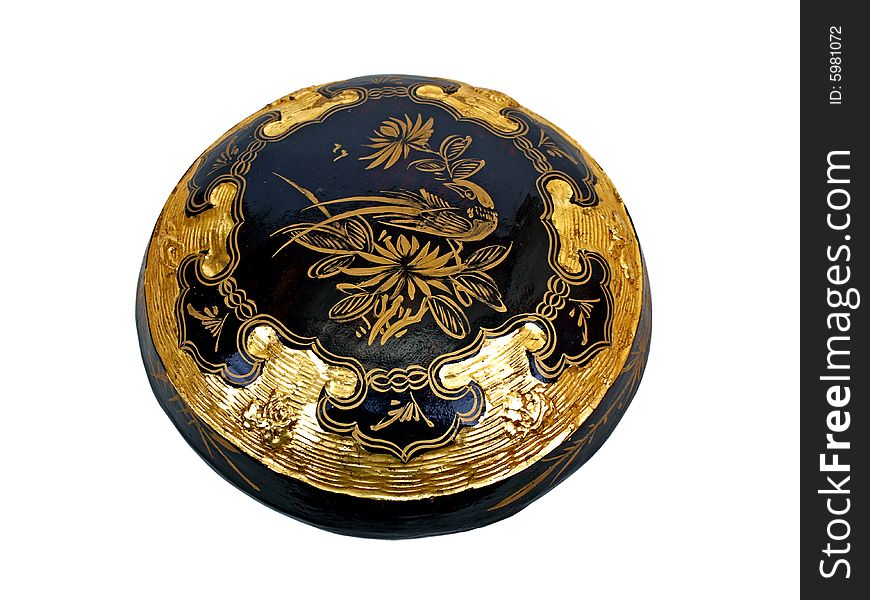 Black Oriental gold decorated ornamental dumplings basket Top Cover