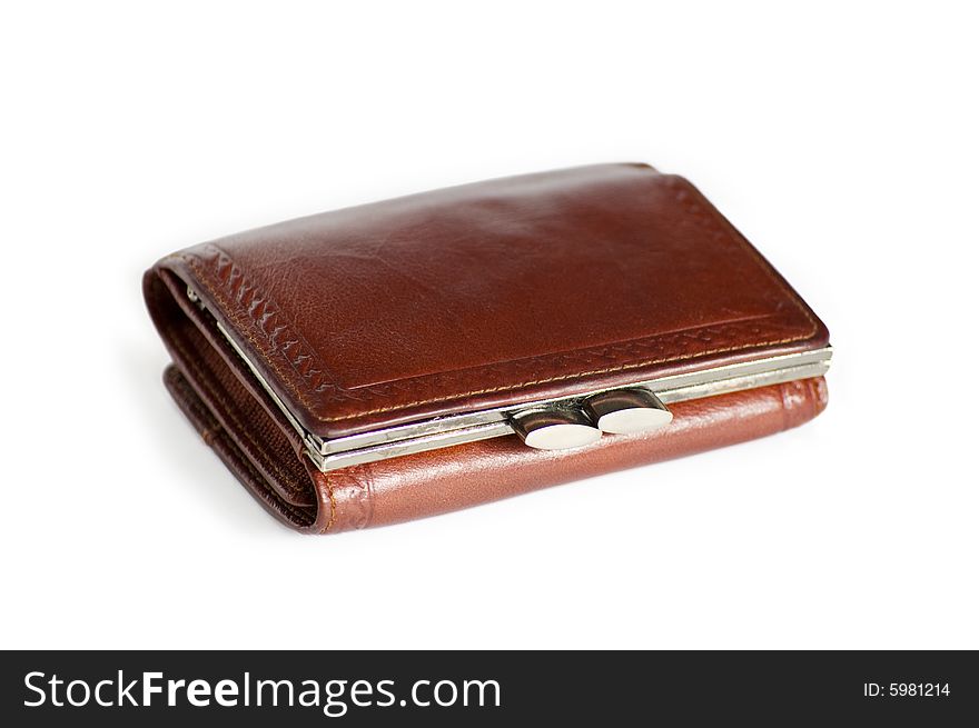 Leather brown purse for money