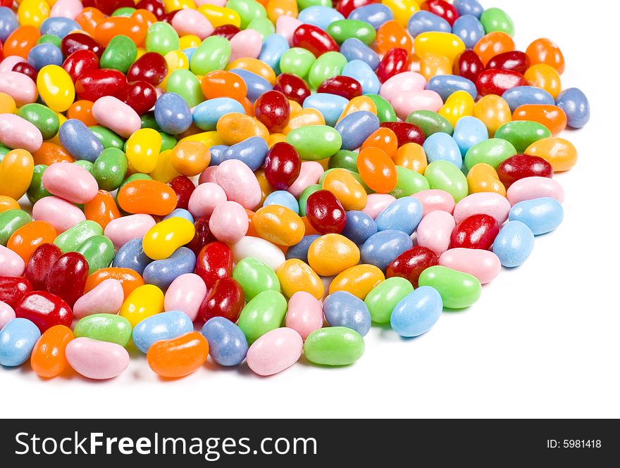 Colorful Jelly Beans Candy on a White Background. Colorful Jelly Beans Candy on a White Background