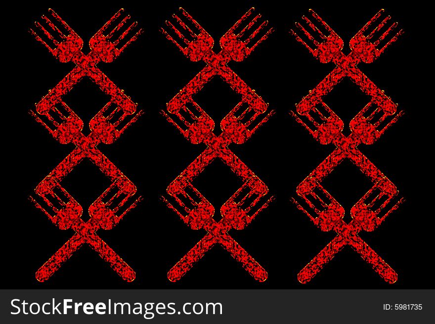 Red crossed fire forks pictograph. Red crossed fire forks pictograph